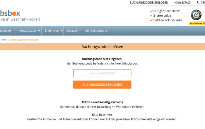 Urlaubsbox – Code
